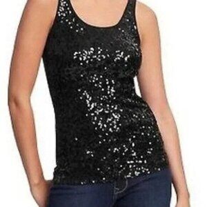 Old Navy Sequin Tank Top Scoop Neck Stretch Glam Festive Bold Shiny Versatile XL
